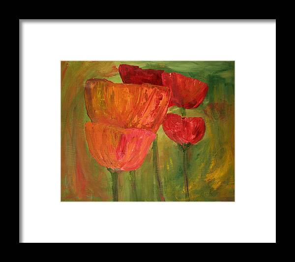 Flowers Framed Print featuring the painting Poppies 2 by Julie Lueders 