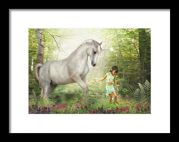 Unicorn Framed Print featuring the digital art Stella and the Unicorn by Trudi Simmonds