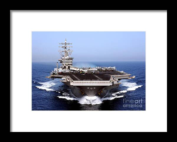 Carrier Framed Print featuring the photograph The aircraft carrier USS Dwight D Eisenhower by Vintage Collectables
