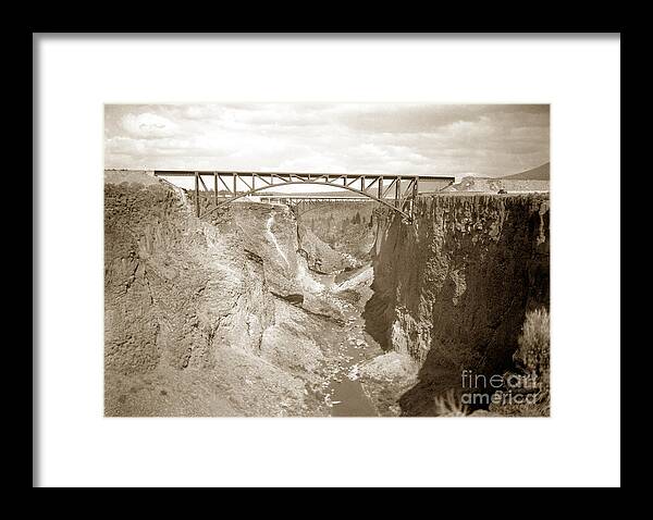 Crooked River Framed Print featuring the photograph The Crooked River High Bridge is a steel arch bridge that spans Oregon Built in 1926 Circa 1929 by Monterey County Historical Society