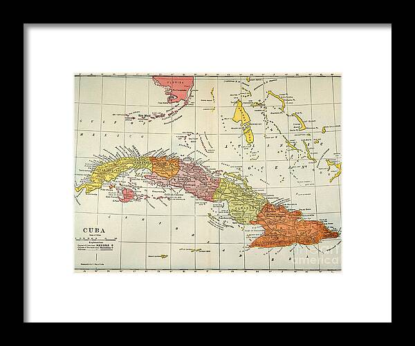 1900 Framed Print featuring the painting Map: Cuba, 1900 #0065388 by Granger