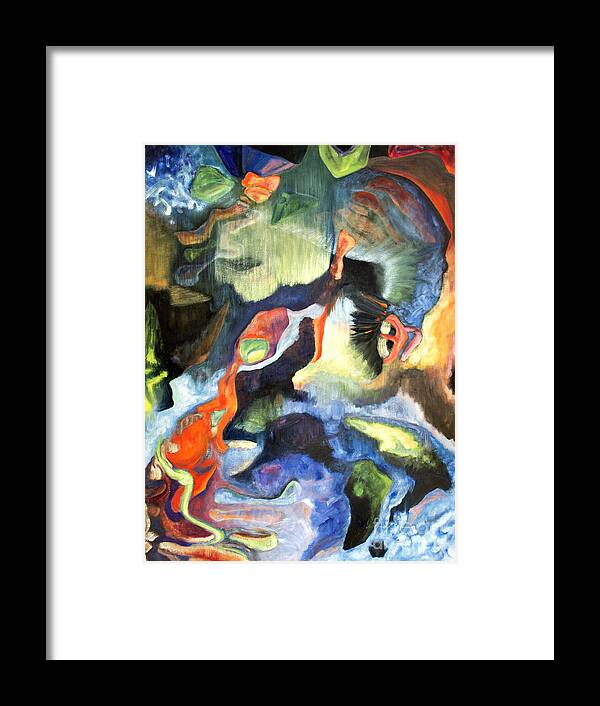 Abstract Framed Print featuring the painting 01313 Big Bang by AnneKarin Glass