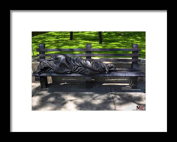 Michael Frank Jr Framed Print featuring the photograph 02 Homeless Jesus By Timothy P Schmalz by Michael Frank Jr