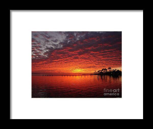 20110205 Framed Print featuring the photograph 0205 Awesome Sunset Colors on Santa Rosa Sound by Jeff at JSJ Photography