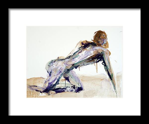 Nude Framed Print featuring the painting 04927 Crawl by AnneKarin Glass