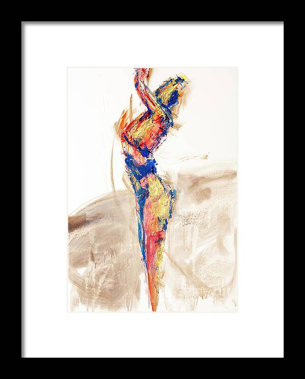 Figure Framed Print featuring the painting 04997 Bird Call by AnneKarin Glass