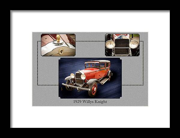 1929 Willys Knight Framed Print featuring the photograph 1929 Willys Knight Vintage Classic Car Automobile Photographs Fi by M K Miller