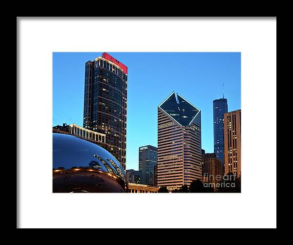 Bean Framed Print featuring the photograph A View from Millenium Park at Dusk by David Levin