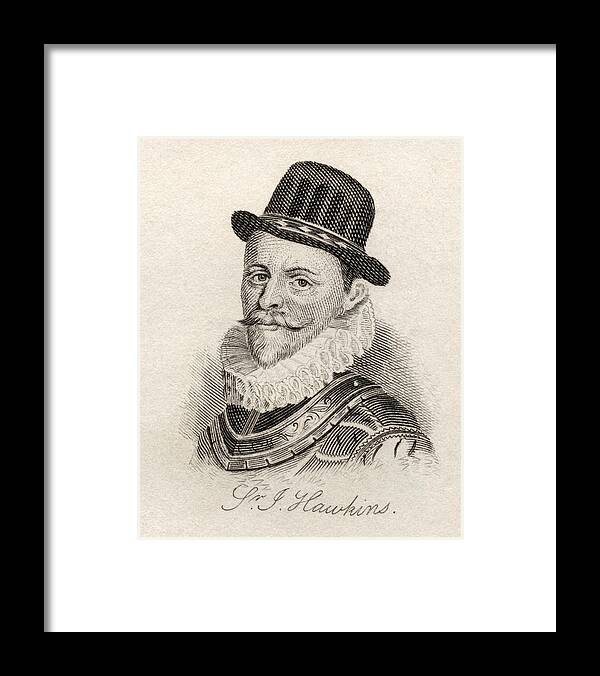 Sir Framed Print featuring the drawing Admiral Sir John Hawkins Also Spelled #1 by Vintage Design Pics