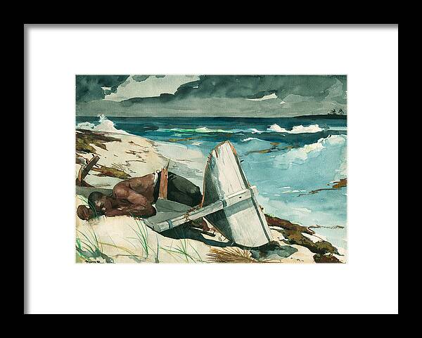 Winslow Homer Framed Print featuring the drawing After the Hurricane, Bahamas #4 by Winslow Homer
