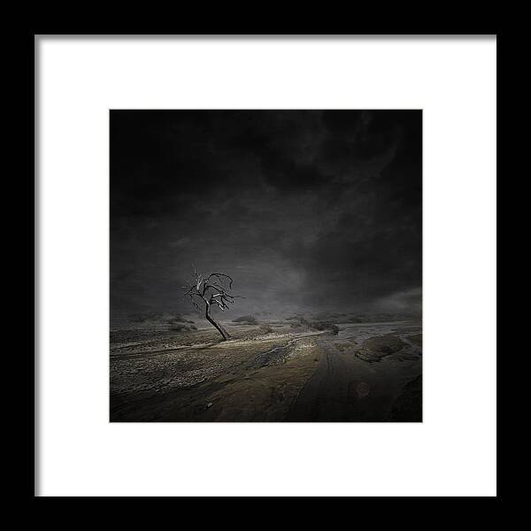Alone Framed Print featuring the digital art Alone #1 by Zoltan Toth
