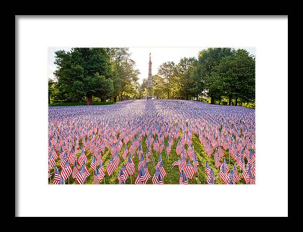 American Flag Framed Print featuring the photograph American Flags #1 by Susan Cole Kelly