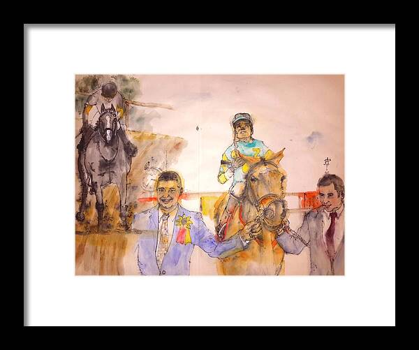 American Pharaoh. Equine. Triple Crown Winner. Stud Framed Print featuring the painting American Pharaoh abum #1 by Debbi Saccomanno Chan