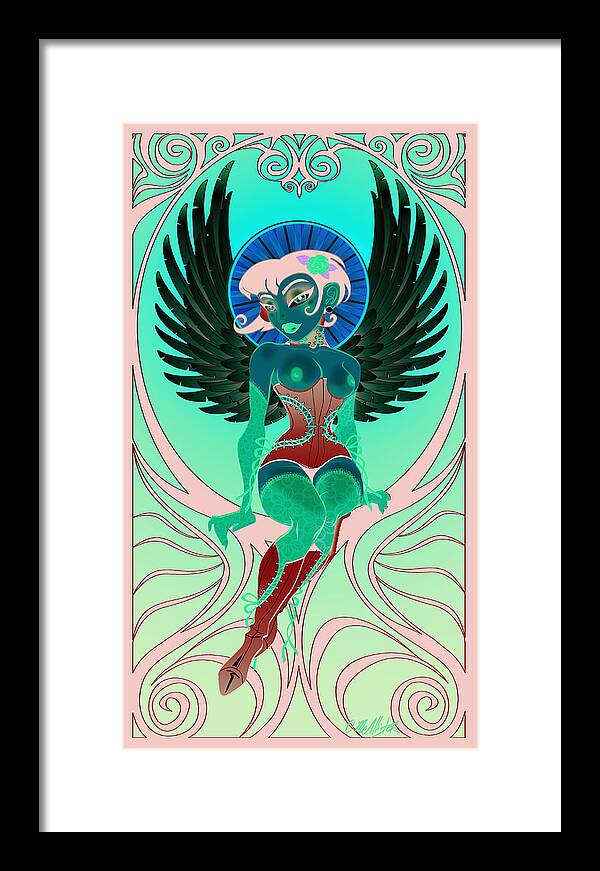 Pinup Framed Print featuring the digital art Angelique #1 by Cristina McAllister