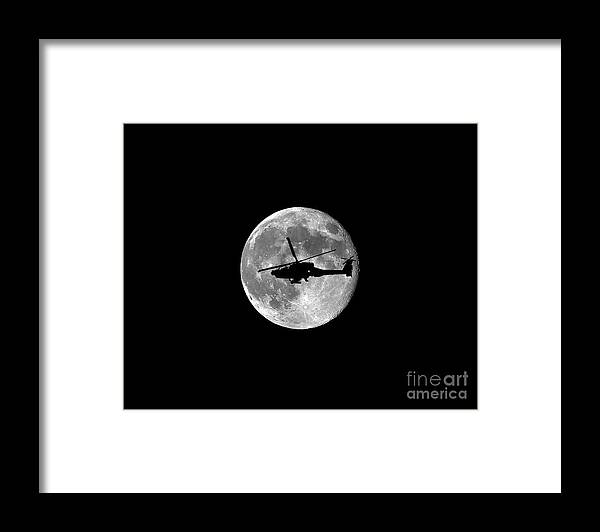 Apache Helicopter Framed Print featuring the photograph Apache Moon .png by Al Powell Photography USA