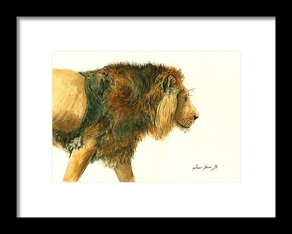 Art & Collectibles Framed Print featuring the painting Asiatic lion #1 by Juan Bosco