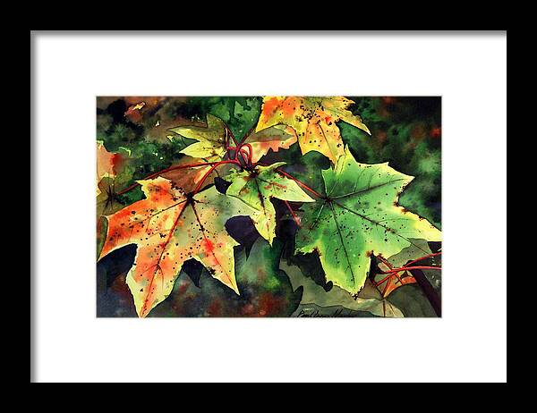 Watercolour Framed Print featuring the painting Autumn Leaves #1 by Paul Dene Marlor