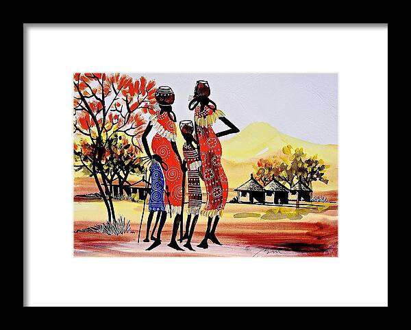 True African Art Framed Print featuring the painting B 271 #1 by Martin Bulinya