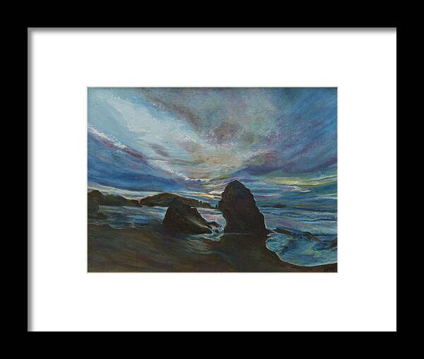 Seascape Framed Print featuring the painting Bandon Beach by Kathy Knopp