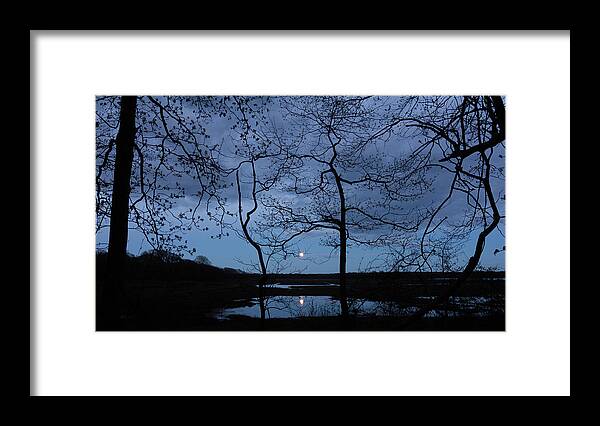 Barn Island Framed Print featuring the photograph Barn Island Moonrise #1 by Kirkodd Photography Of New England