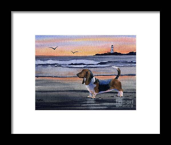 Basset Hound Framed Print featuring the painting Basset Hound Sunset #2 by David Rogers