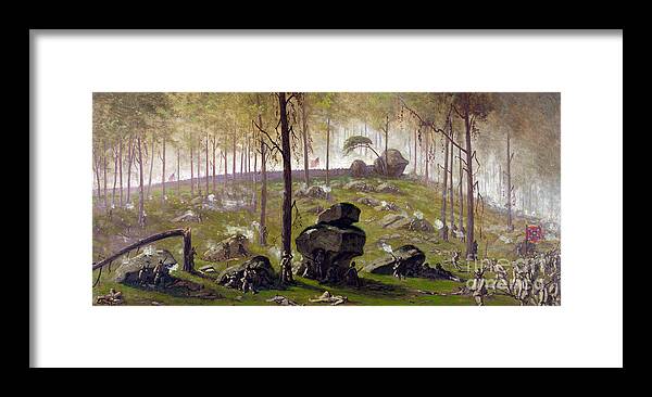 Military Framed Print featuring the photograph Battle Of Gettysburg, Culps Hill, 1863 #1 by Science Source