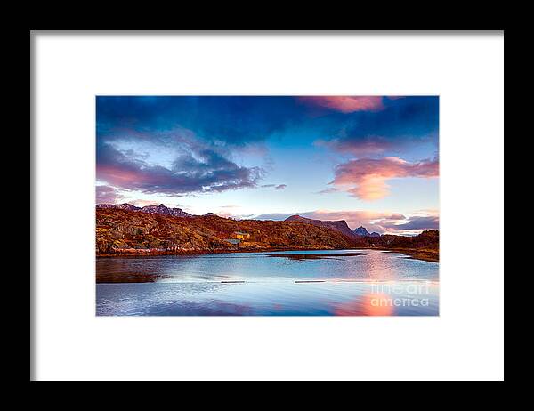 Arctic Framed Print featuring the photograph Beautiful sunset landscape #1 by Anna Om