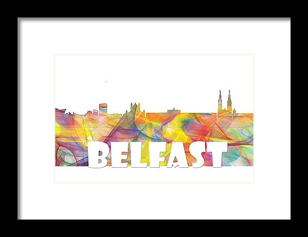Belfast Ireland Skyline Framed Print featuring the digital art Belfast Ireland Skyline #1 by Marlene Watson