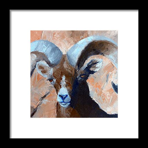 Oil Painting Framed Print featuring the painting Bighorn Sheep #1 by Susan Woodward