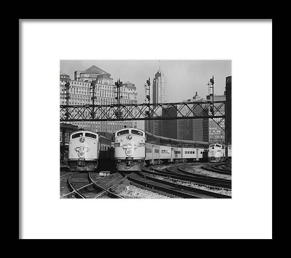 Passengers Framed Print featuring the photograph Bilevel Trains in Chicago - 1961 #3 by Chicago and North Western Historical Society