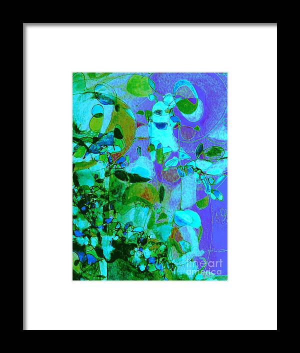 Digital Watercolor Abstract Painting Framed Print featuring the digital art Birds and Flowers #1 by Nancy Kane Chapman