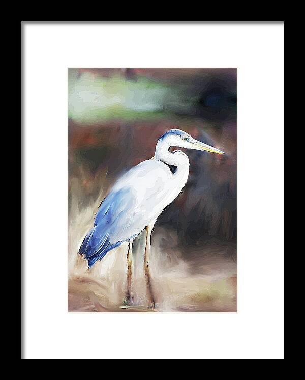 Blue Heron Painting Framed Print featuring the digital art Blue Heron Painting #1 by Don Wright
