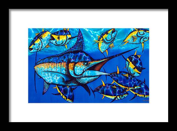  Yellowfin Tuna Framed Print featuring the painting Blue Marlin #2 by Daniel Jean-Baptiste