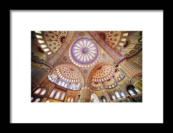 Arch Framed Print featuring the photograph Blue Mosque Interior #1 by Artur Bogacki