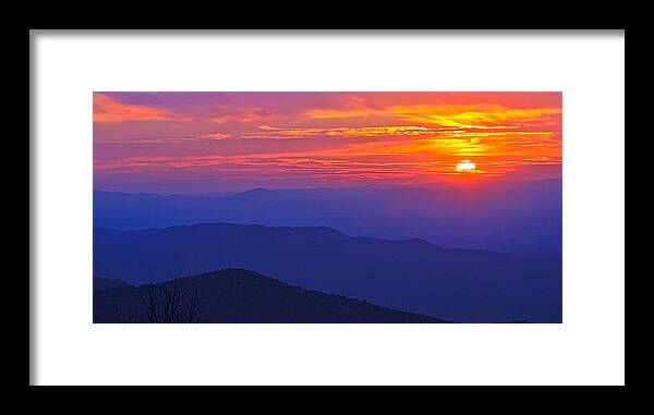 Blue Ridge Framed Print featuring the photograph Blue Ridge Parkway Sunset, VA #2 by The James Roney Collection