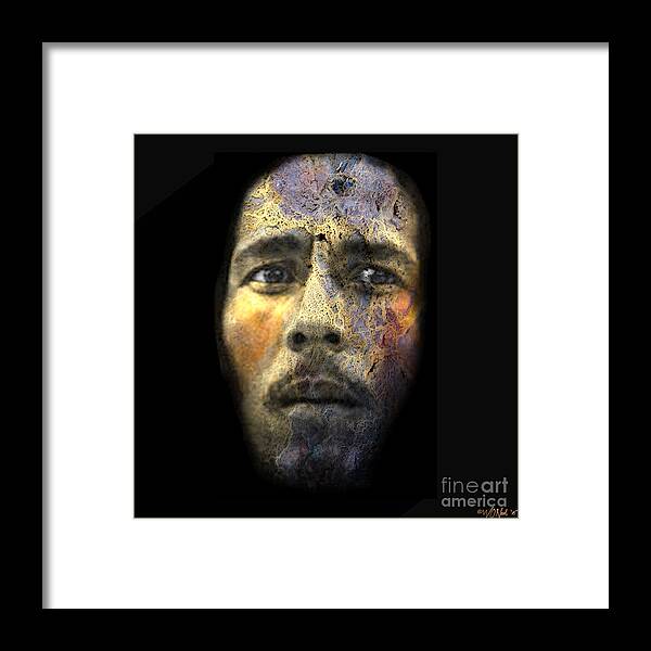 Faces Framed Print featuring the digital art Bob Marley #1 by Walter Neal