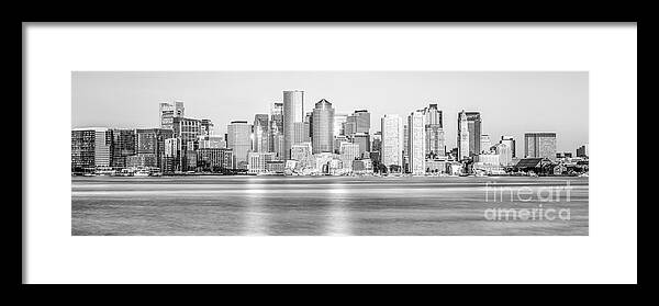 America Framed Print featuring the photograph Boston Skyline Black and White Picture #1 by Paul Velgos