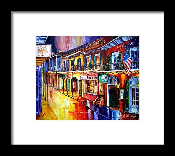 New Orleans Framed Print featuring the painting Bourbon Street Red by Diane Millsap