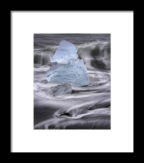 Brethamerkursandur Framed Print featuring the photograph Brethamerkursandur Iceberg Beach Iceland 2511 #2 by Bob Neiman