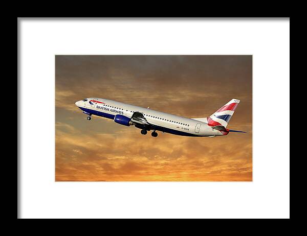 British Airways Framed Print featuring the photograph British Airways Boeing 737-400 #1 by Smart Aviation