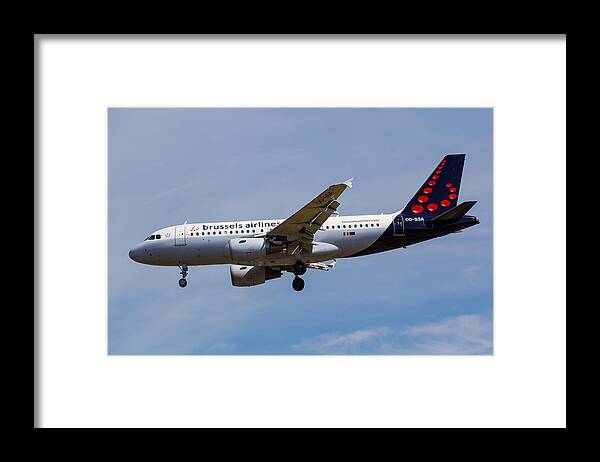 Brussels Framed Print featuring the photograph Brussels Airlines Airbus A319 #1 by David Pyatt