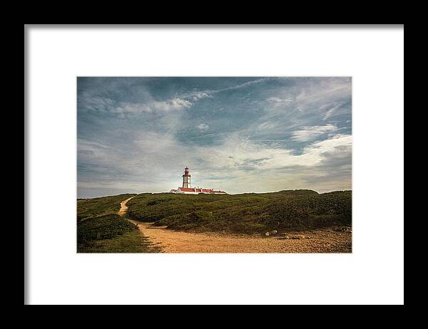 Sesimbra Framed Print featuring the photograph Cape Espichel Lighthouse #1 by Carlos Caetano