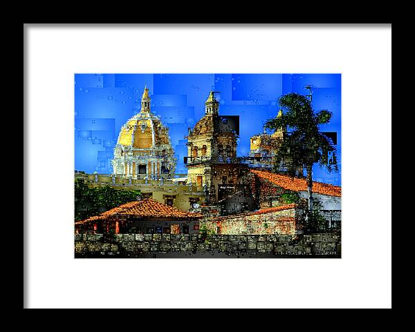 Rafael Salazar Framed Print featuring the digital art Cartagena Colombia #1 by Rafael Salazar