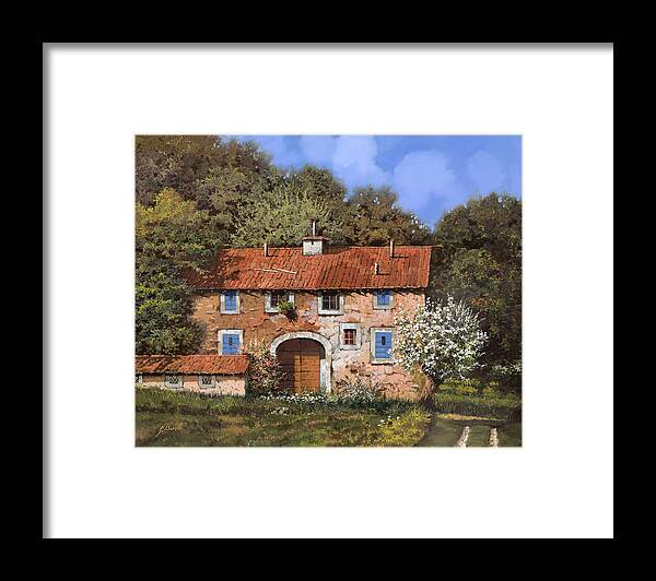 Farm Framed Print featuring the painting Casolare A Primavera by Guido Borelli