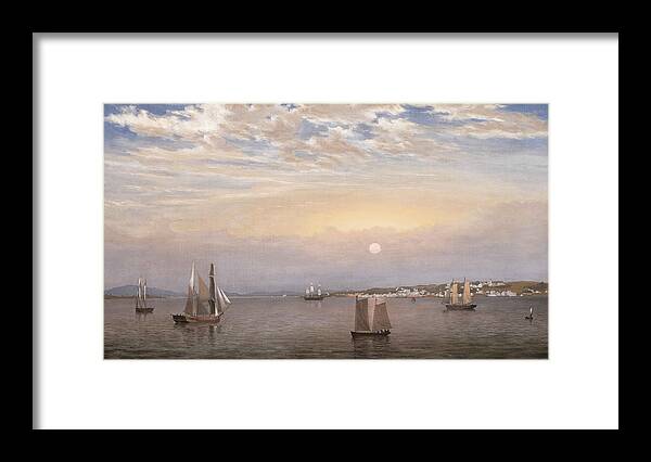 Fitz Henry Lane Framed Print featuring the painting Castine Harbor and Town by MotionAge Designs