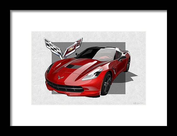 �chevrolet Corvette� By Serge Averbukh Framed Print featuring the photograph Chevrolet Corvette C 7 Stingray with 3 D Badge by Serge Averbukh