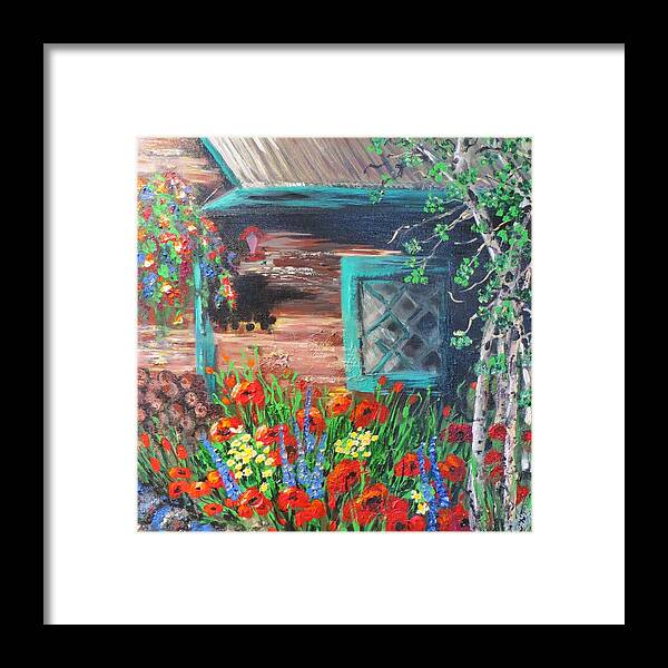 Cabin Framed Print featuring the painting Chicago Creek Cabin by Marilyn Quigley