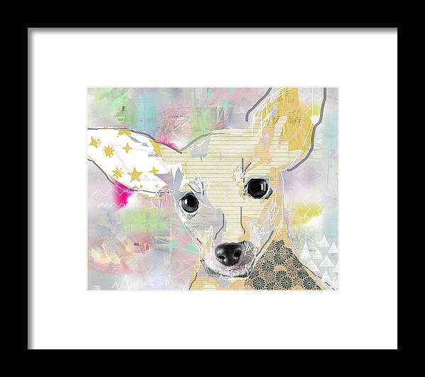 Chihuahua Collage Framed Print featuring the mixed media Chihuahua Collage #2 by Claudia Schoen