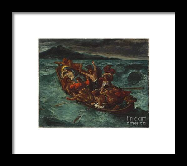 Christ Asleep During The Tempest Framed Print featuring the painting Christ Asleep during the Tempest #1 by Celestial Images
