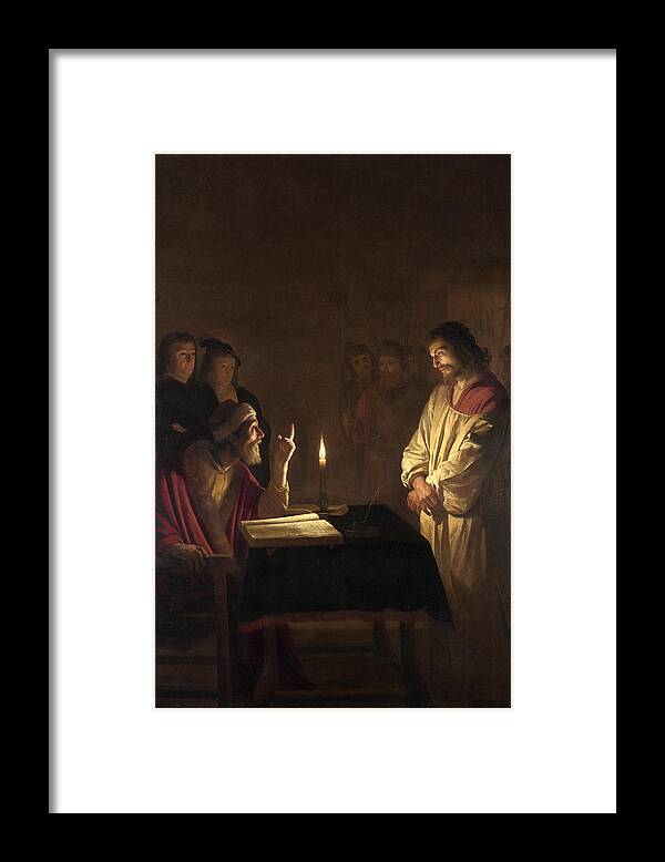 Baroque Framed Print featuring the painting Christ before the High Priest #1 by Gerard van Honthorst